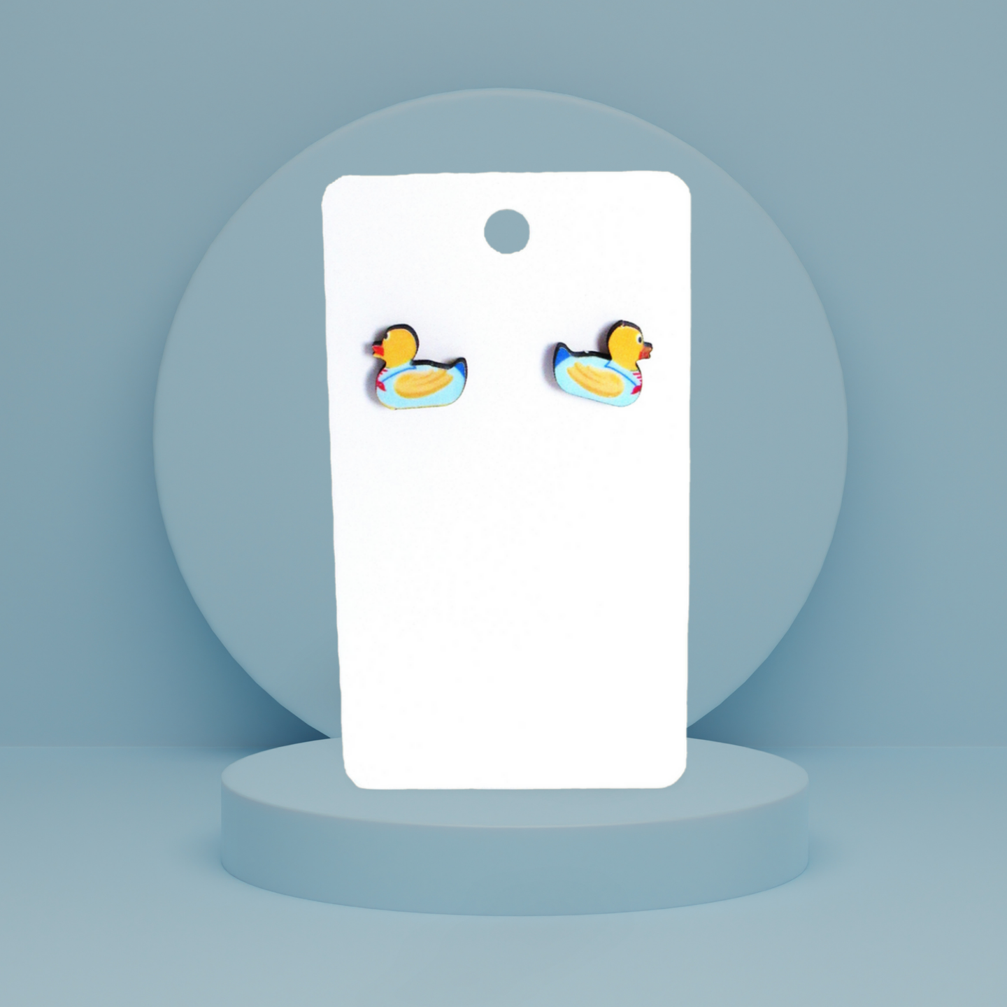 Rubber Duck Shaped Sublimated Stud Earrings