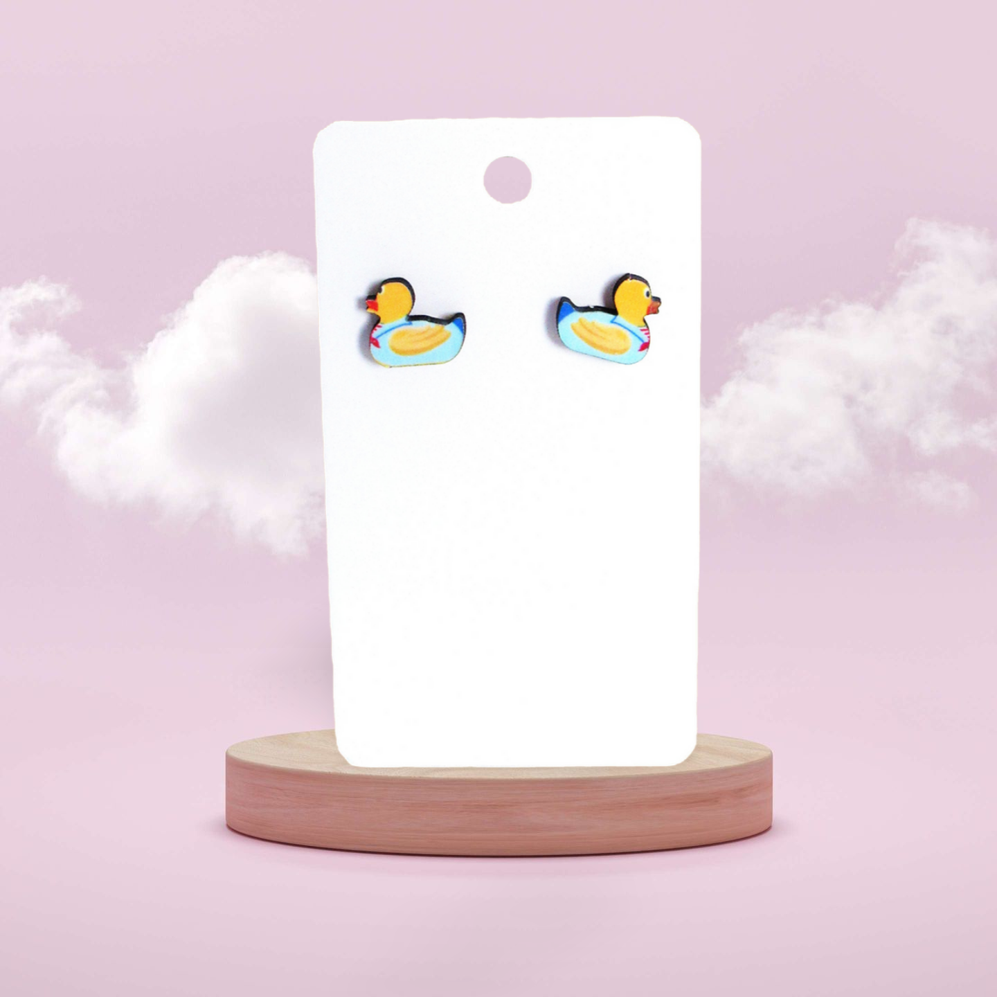 Rubber Duck Shaped Sublimated Stud Earrings