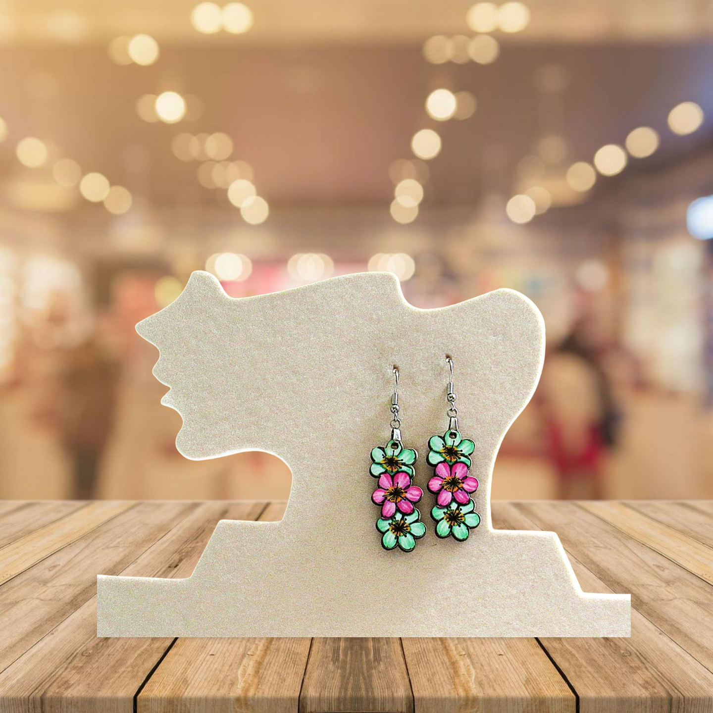 Triple Flower Shaped Sublimated Earring