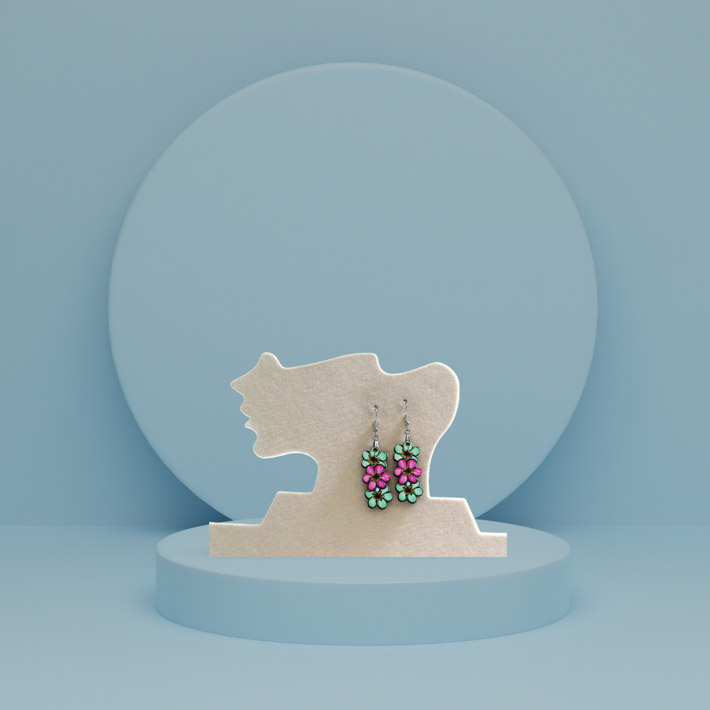 Triple Flower Shaped Sublimated Earring