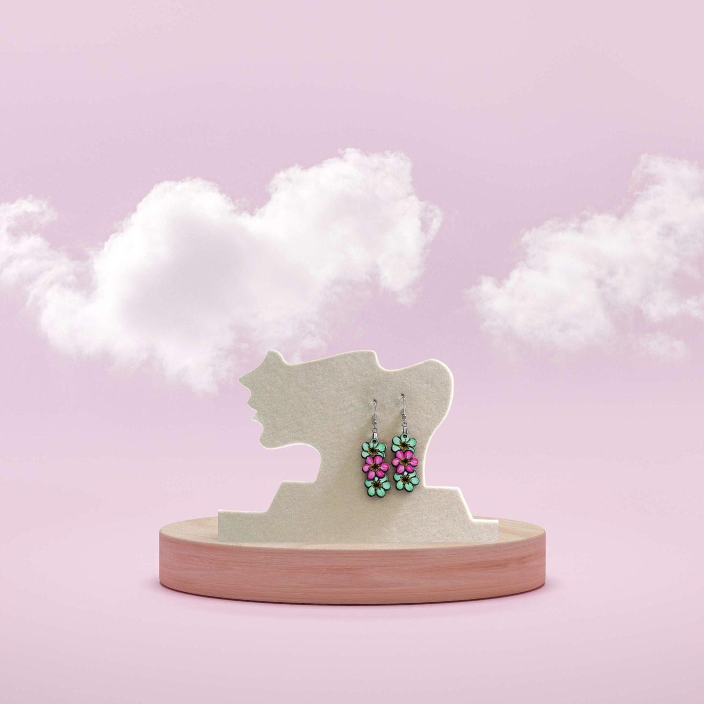 Triple Flower Shaped Sublimated Earring