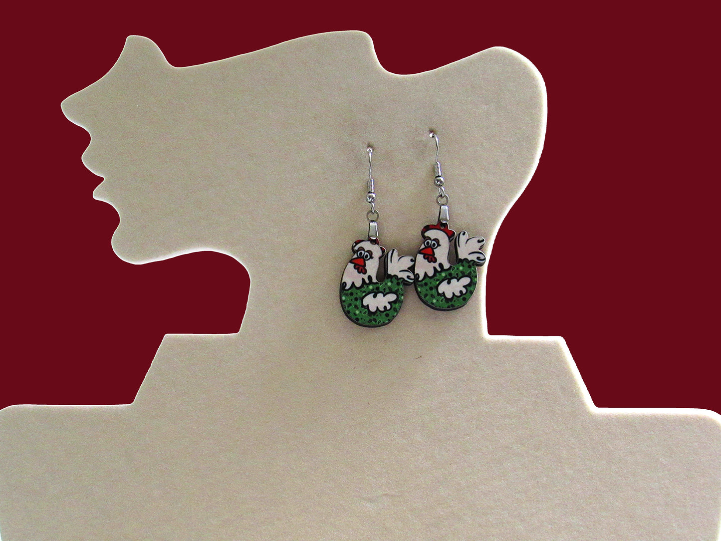 Chicken Shaped Sublimated Earrings