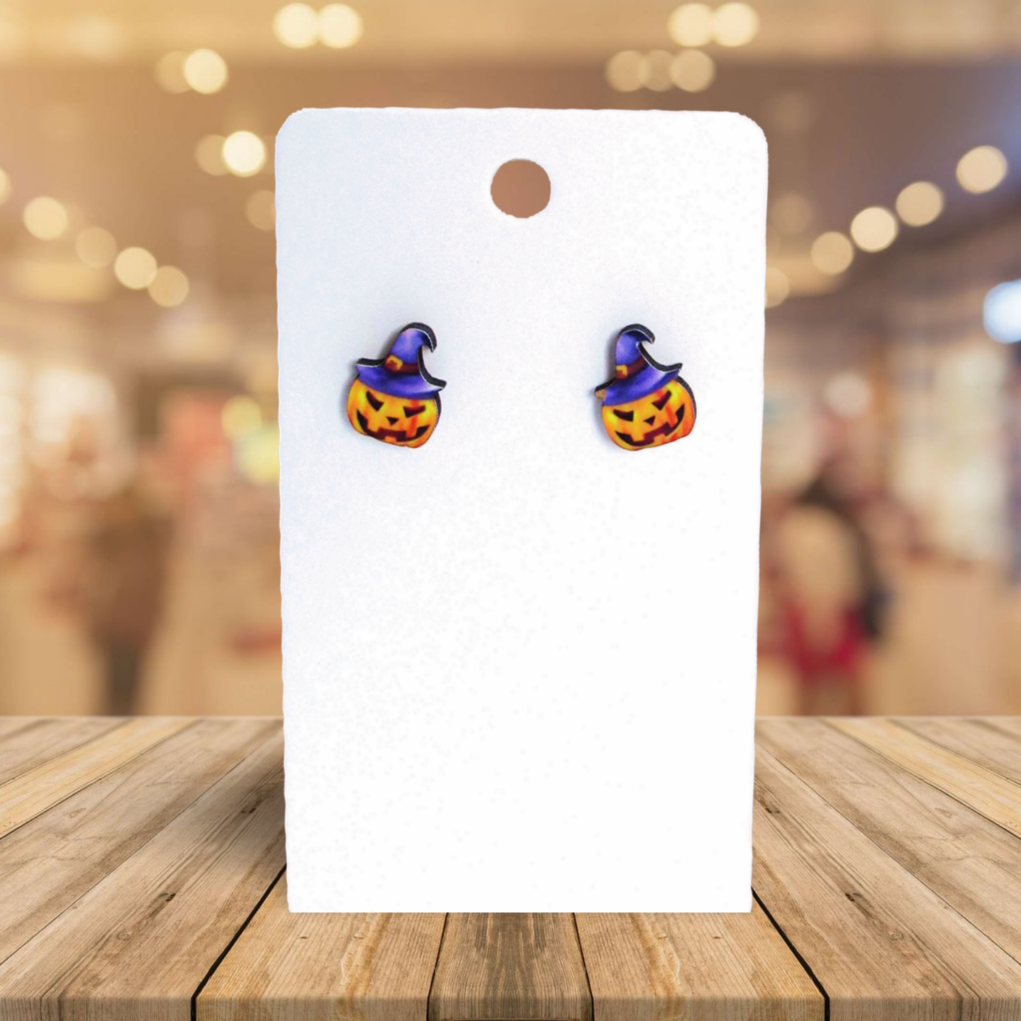 Pumpkin Witch Shaped Sublimated Stud Earrings
