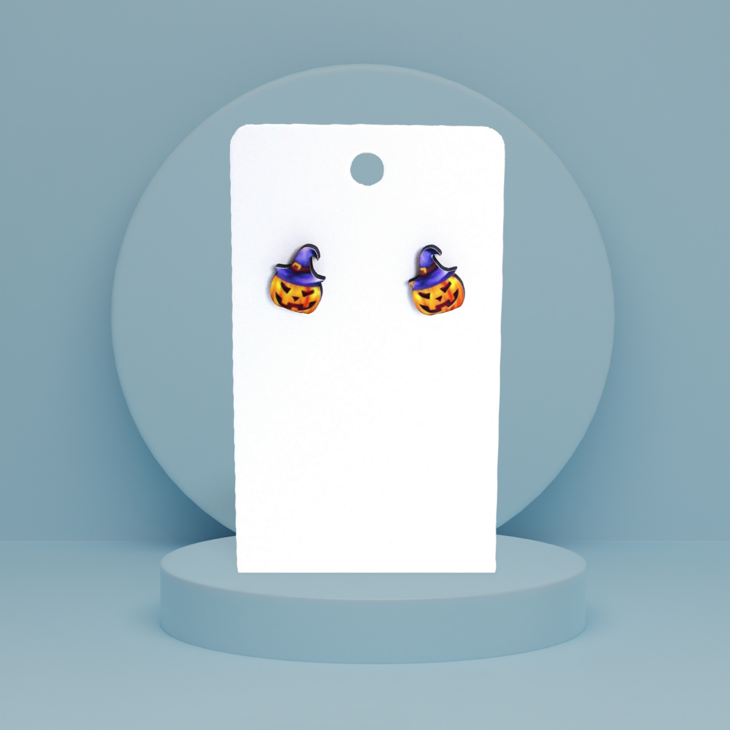 Pumpkin Witch Shaped Sublimated Stud Earrings