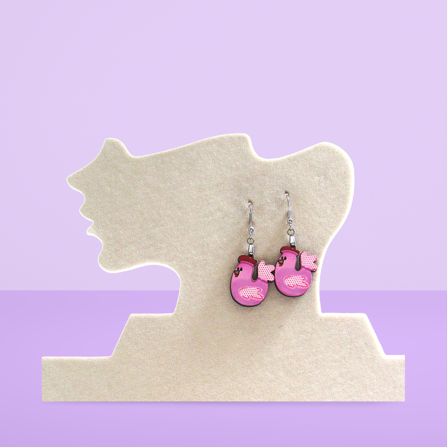 Chicken Shaped Sublimated Earrings