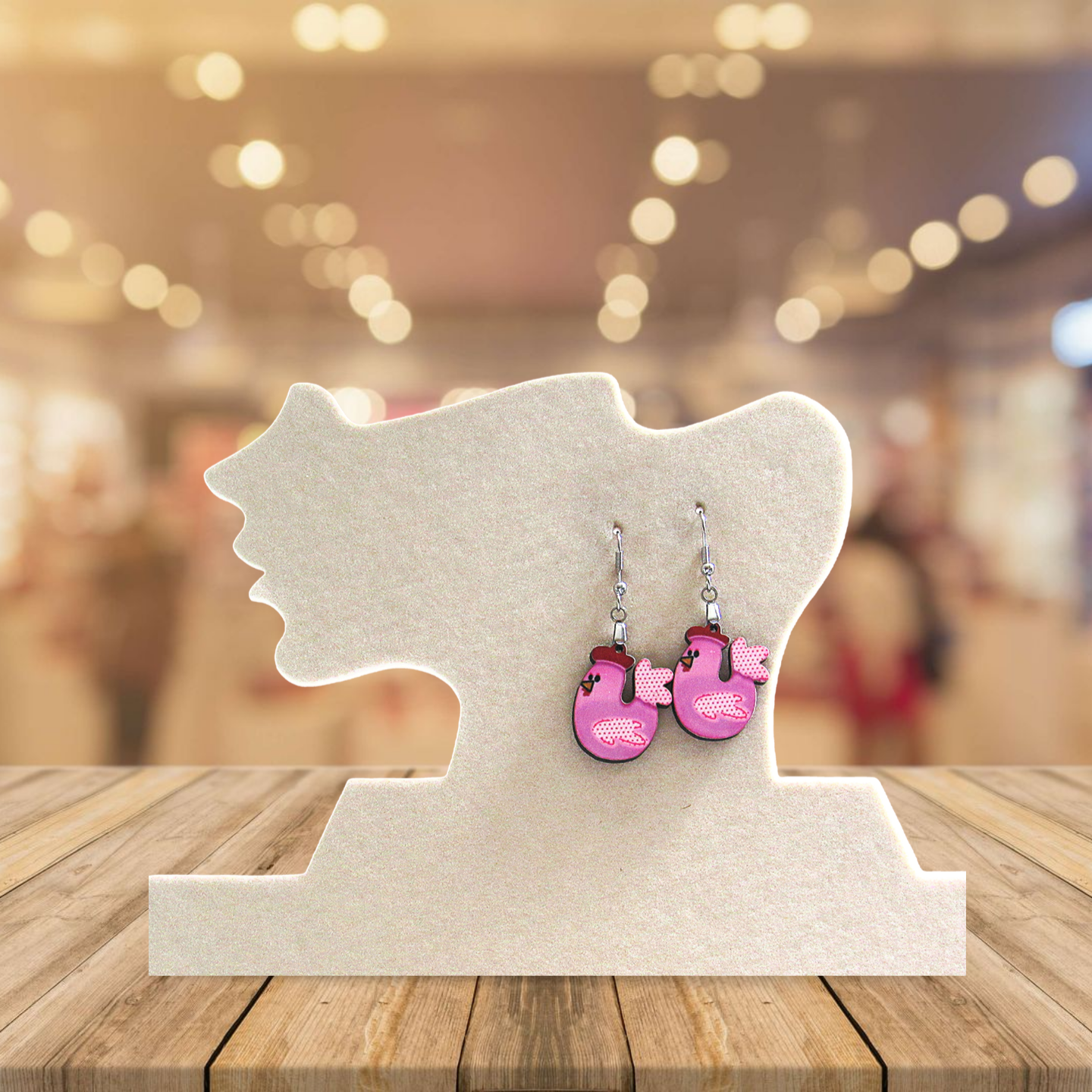 Chicken Shaped Sublimated Earrings