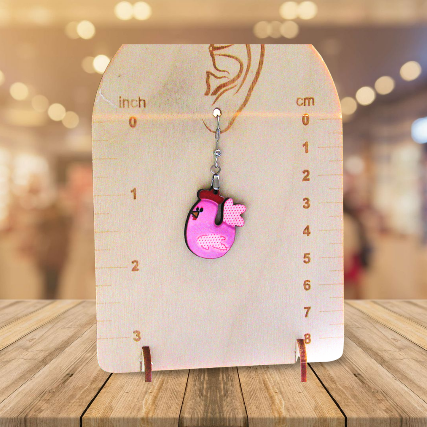 Chicken Shaped Sublimated Earrings