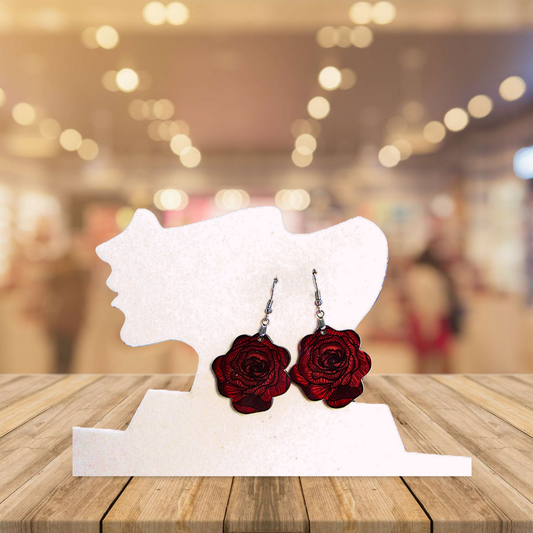 Rose Shaped Sublimated Earrings MDF 1.5 inch