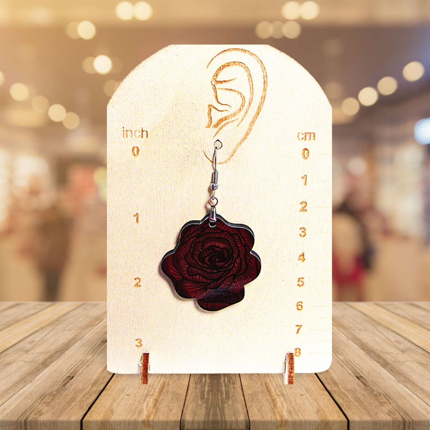 Rose Shaped Sublimated Earrings MDF 1.5 inch