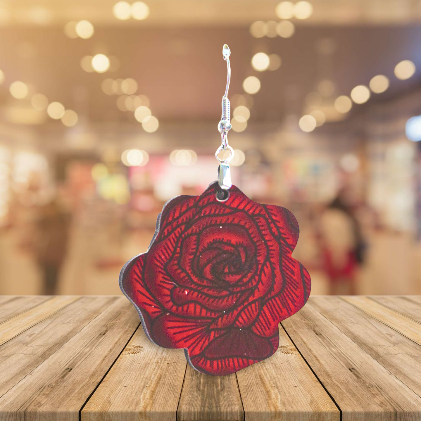 Rose Shaped Sublimated Earrings MDF 1.5 inch