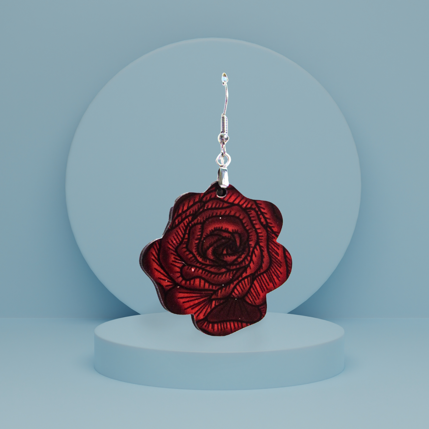 Rose Shaped Sublimated Earrings MDF 1.5 inch