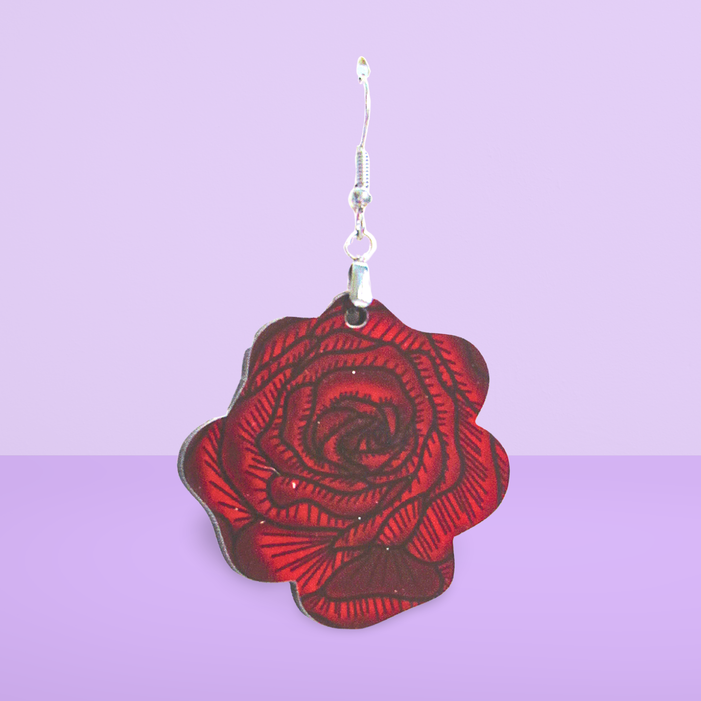 Rose Shaped Sublimated Earrings MDF 1.5 inch
