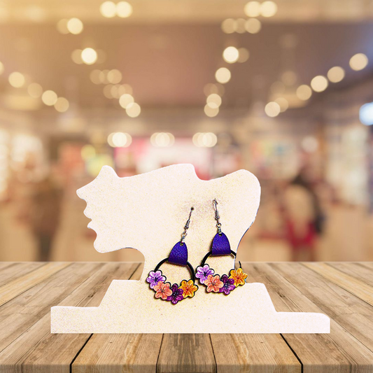 Round Flower Cluster Shaped Sublimated Earrings