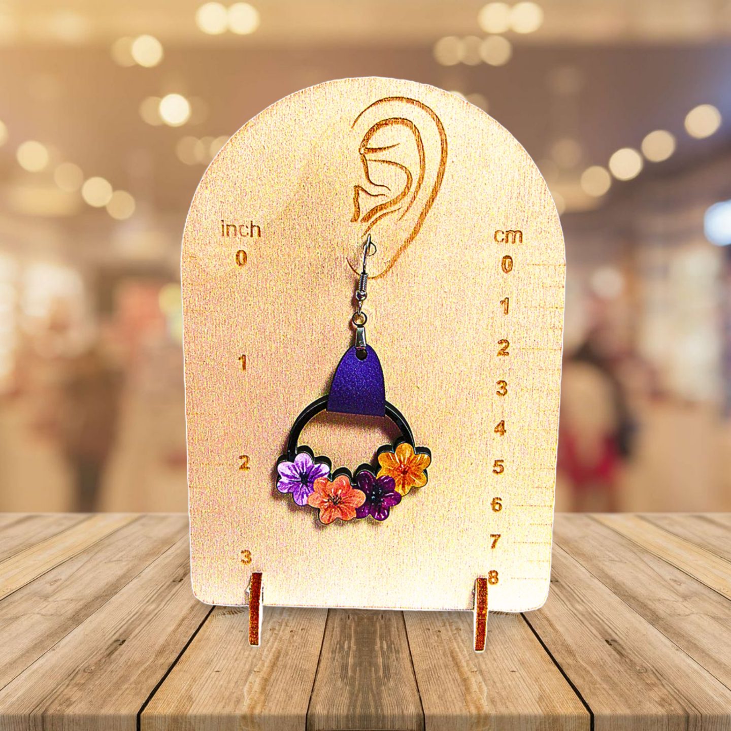 Round Flower Cluster Shaped Sublimated Earrings