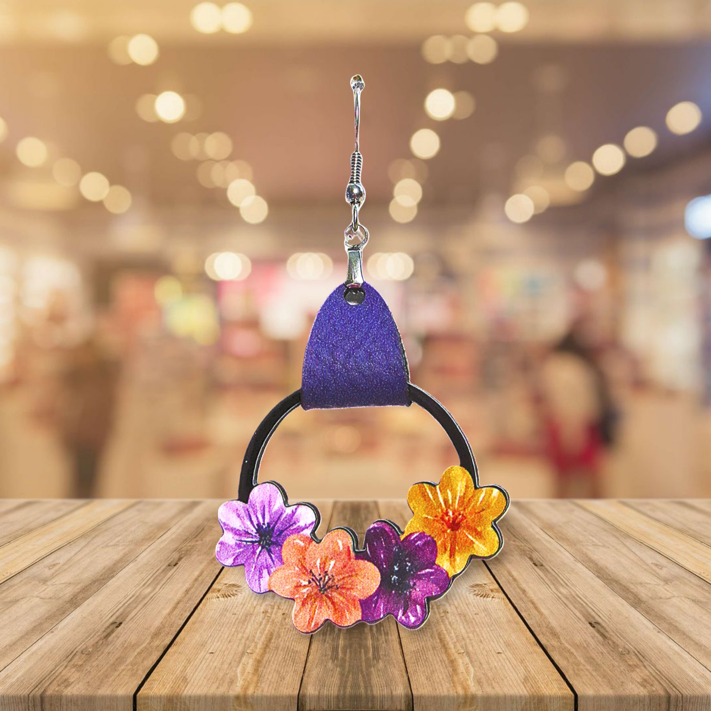 Round Flower Cluster Shaped Sublimated Earrings