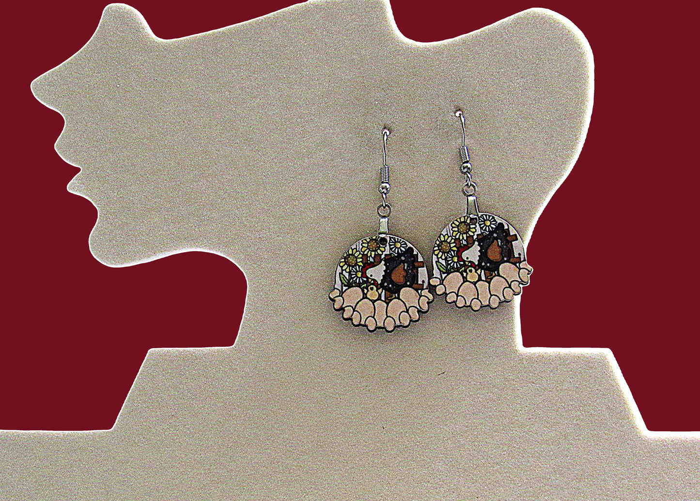 Floral Round Shaped Sublimated Earrings 1 inch