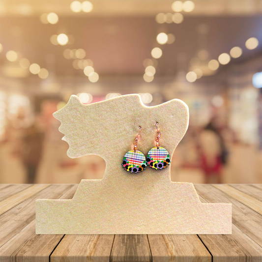 Floral Round Shaped Sublimated Earrings 1 inch