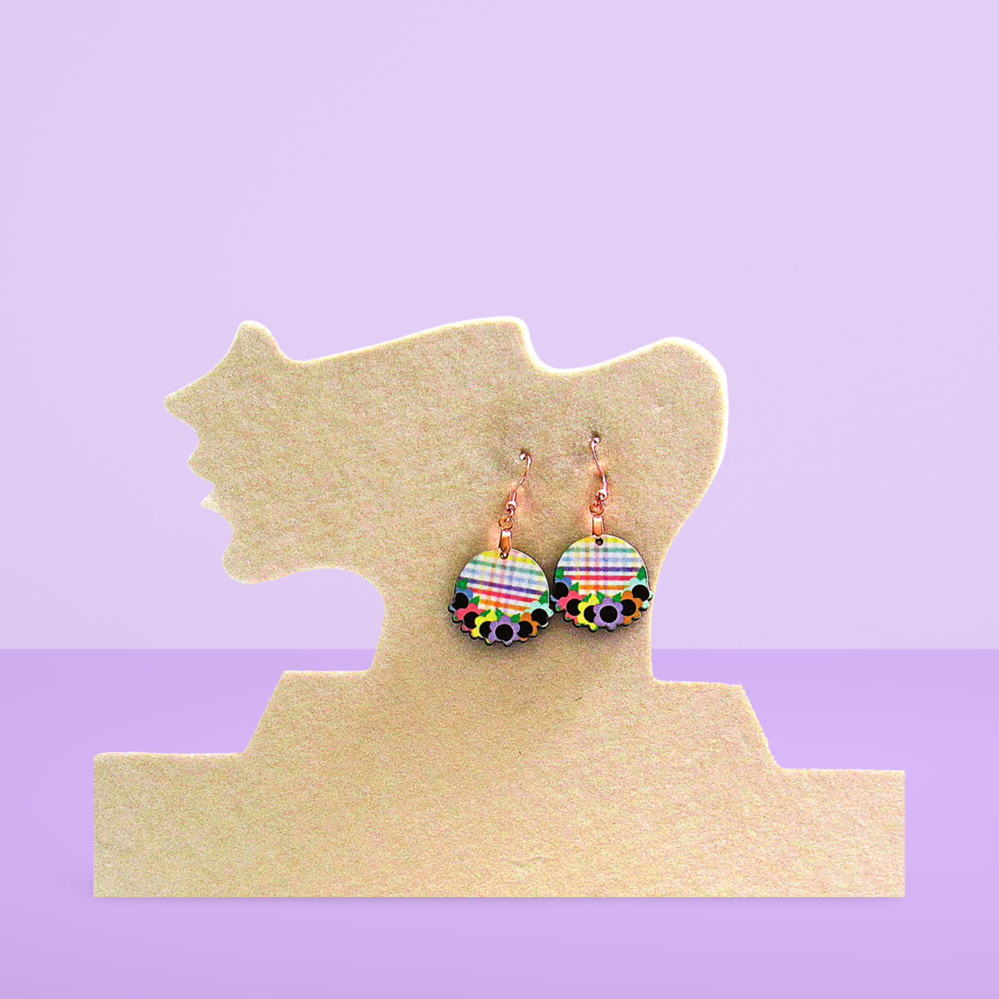 Floral Round Shaped Sublimated Earrings 1 inch