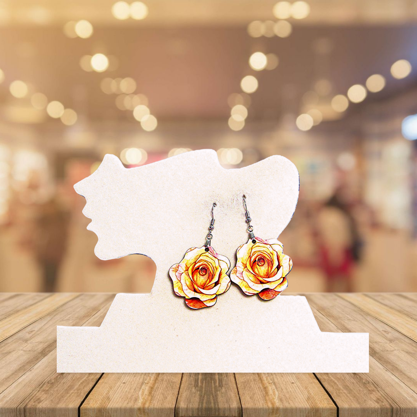 Rose Shaped Sublimated Earrings MDF 1.5 inch