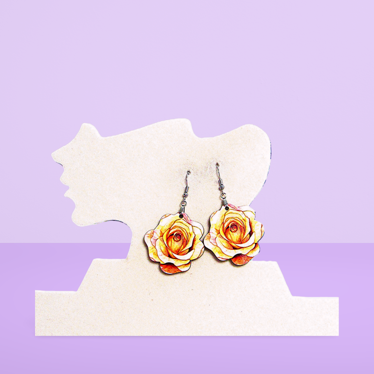 Rose Shaped Sublimated Earrings MDF 1.5 inch