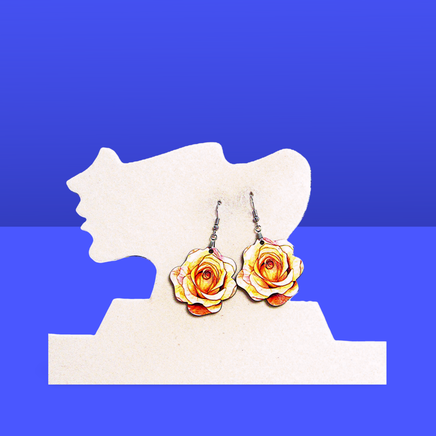 Rose Shaped Sublimated Earrings MDF 1.5 inch