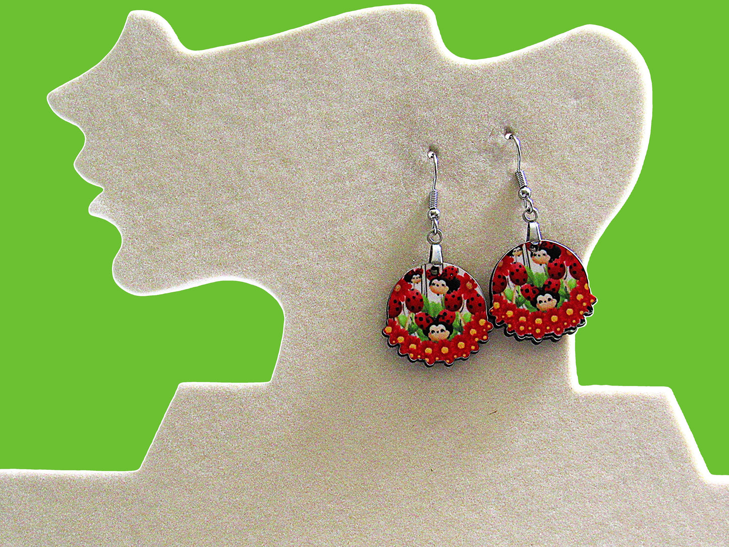 Floral Round Shaped Sublimated Earrings 1 inch