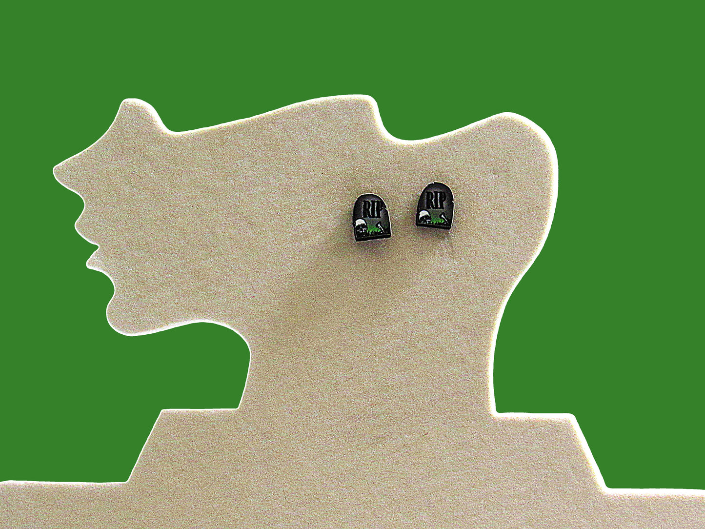Grave Stone Shaped Sublimated Stud Earrings