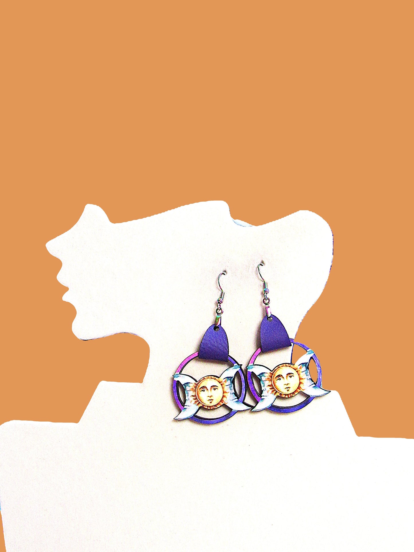 Round Celestial Shaped Sublimated Earrings