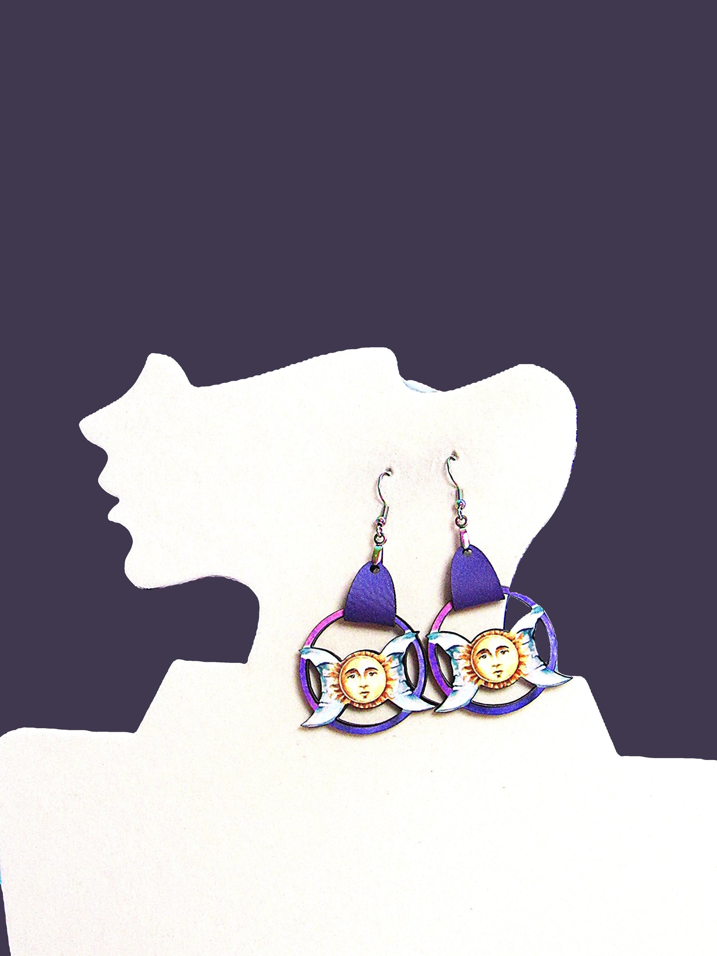 Round Celestial Shaped Sublimated Earrings