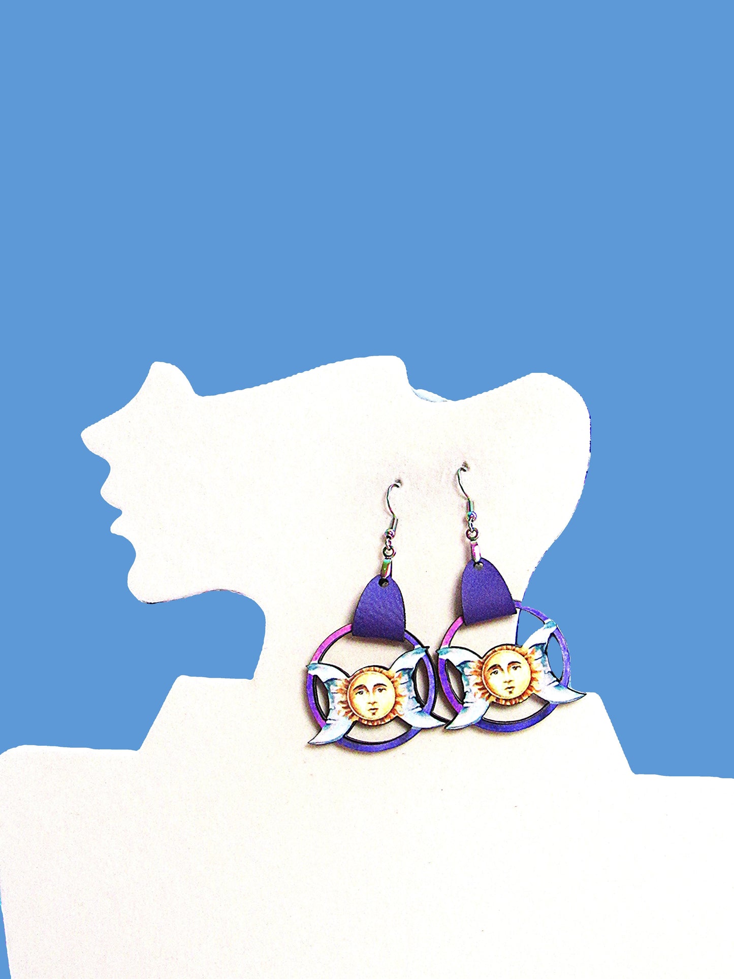 Round Celestial Shaped Sublimated Earrings