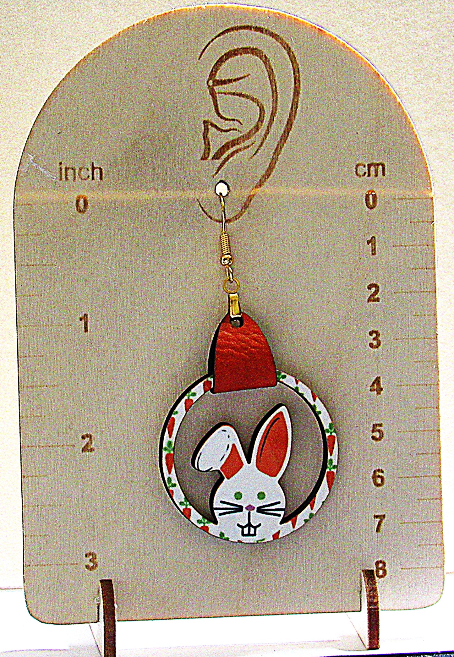 Faux Leather Bunny Round Shaped Sublimated Earrings