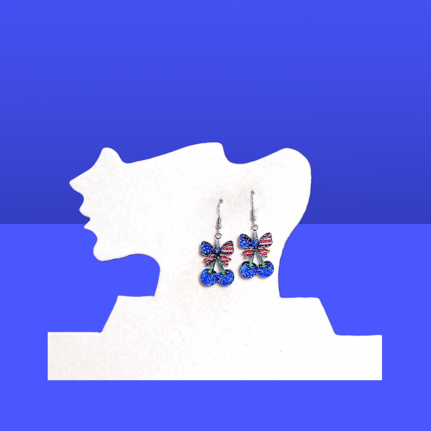 Glitter Acrylic Cherries with Bow Shaped Sublimated Earrings 1 inch