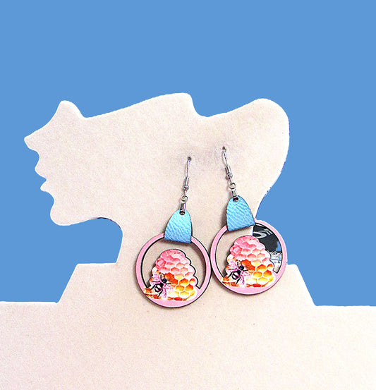 Beehive Shaped Sublimated Earrings