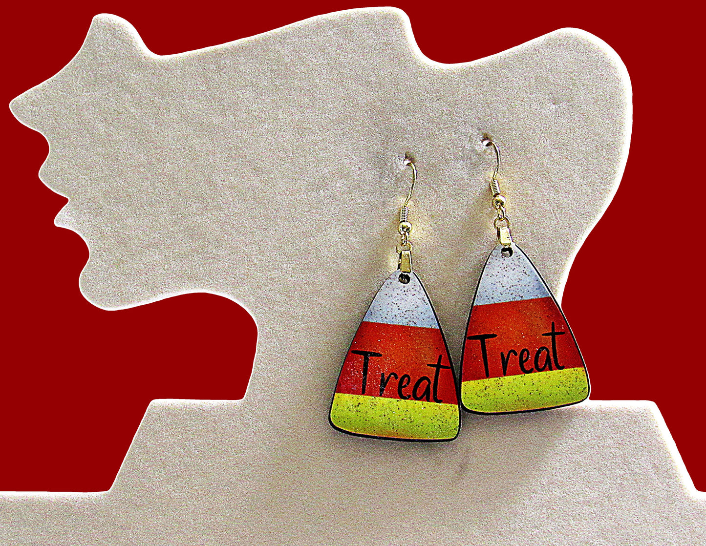 Candy Corn Shaped Sublimated Earrings 1.5 inch
