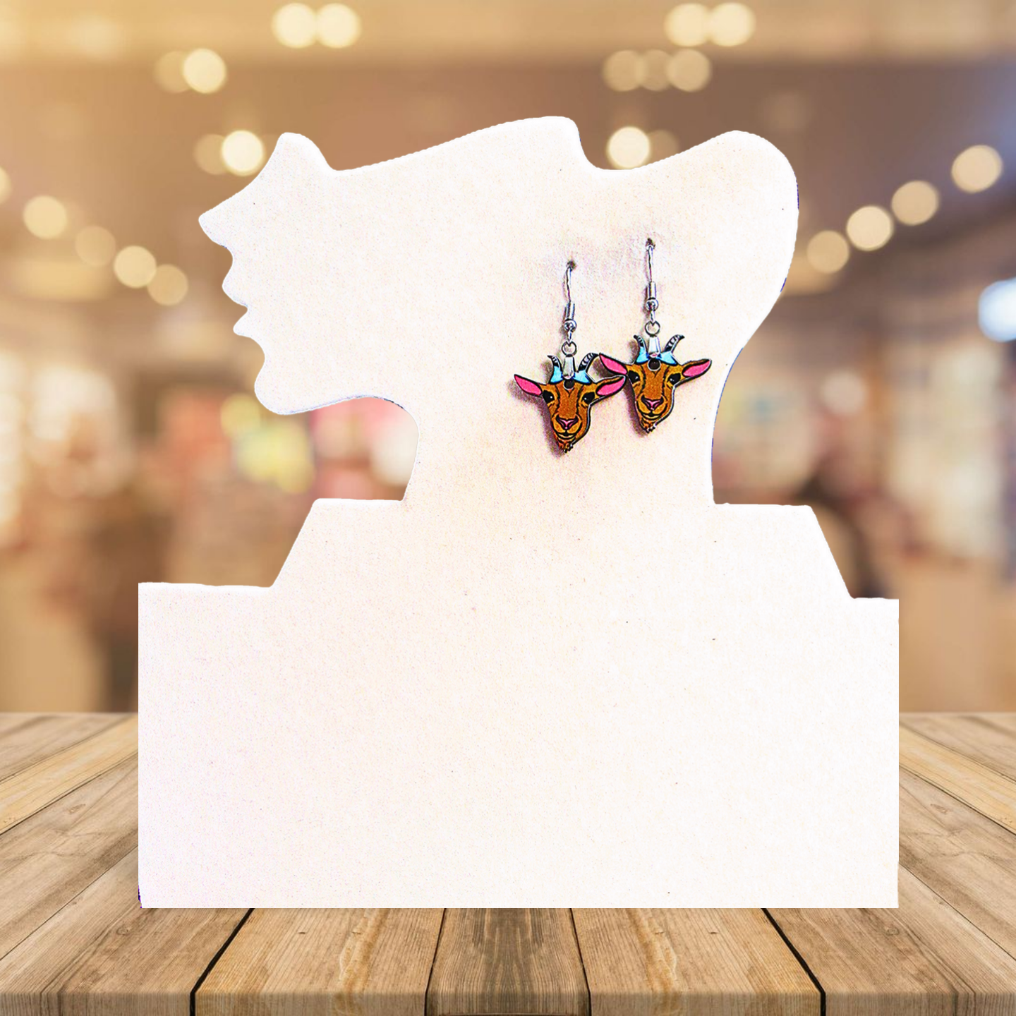 Goat Head Shaped Sublimated Earrings MDF 1 in