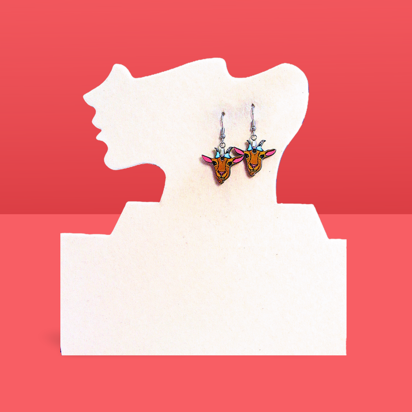 Goat Head Shaped Sublimated Earrings MDF 1 in