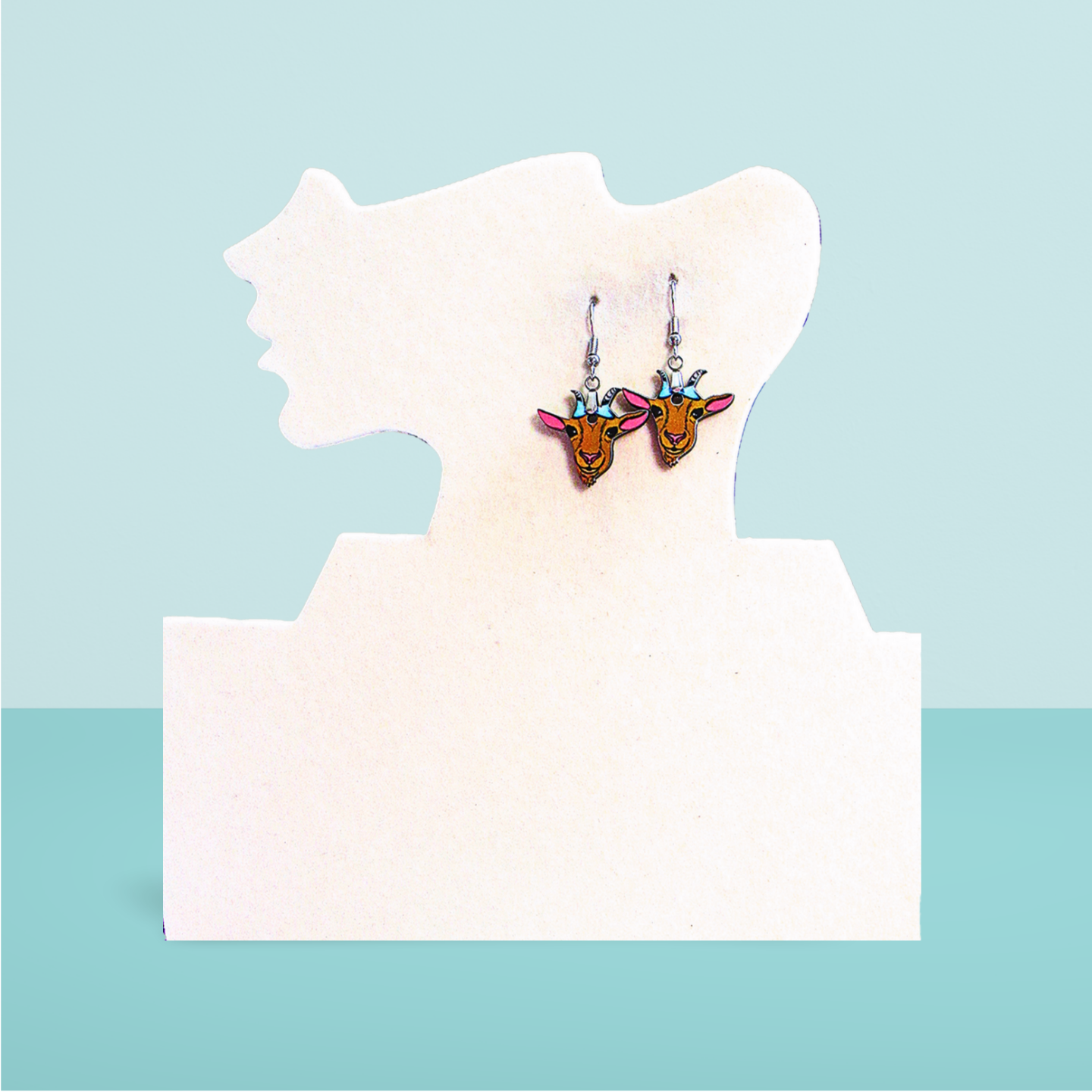 Goat Head Shaped Sublimated Earrings MDF 1 in