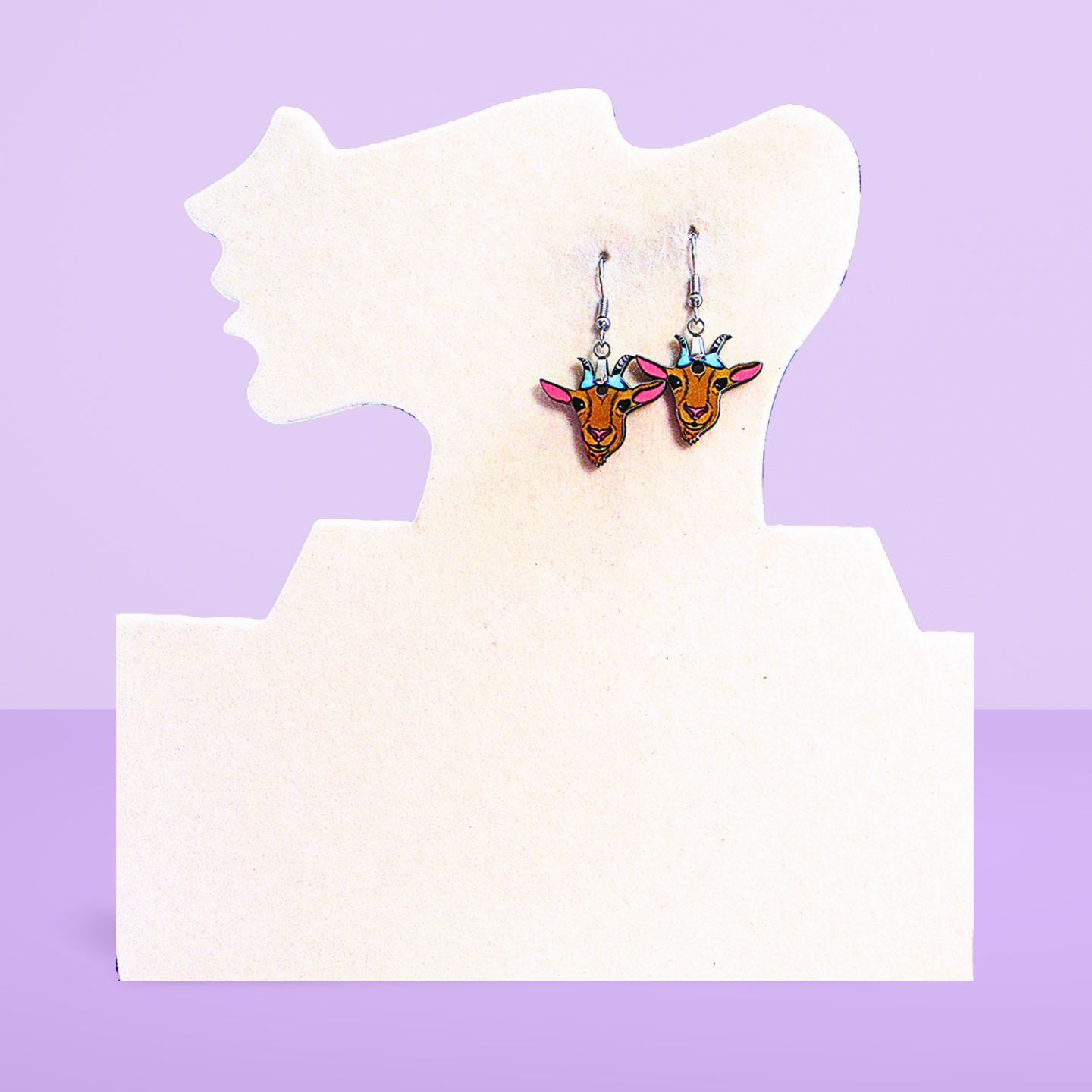 Goat Head Shaped Sublimated Earrings MDF 1 in