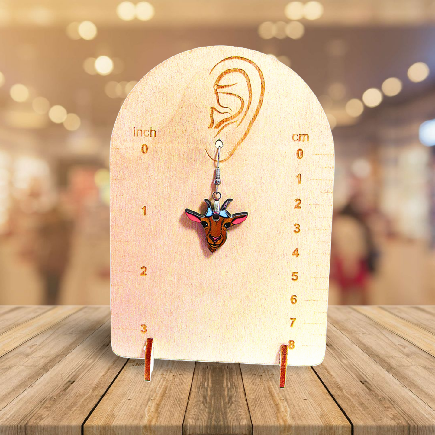 Goat Head Shaped Sublimated Earrings MDF 1 in