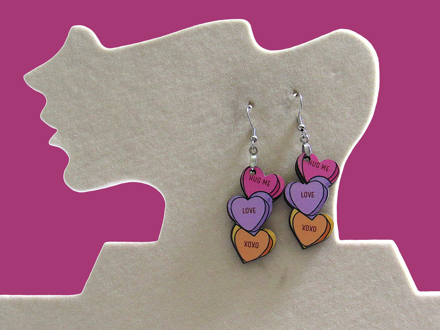 Triple Heart Shaped Sublimated Earrings