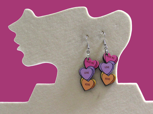 Triple Heart Shaped Sublimated Earrings