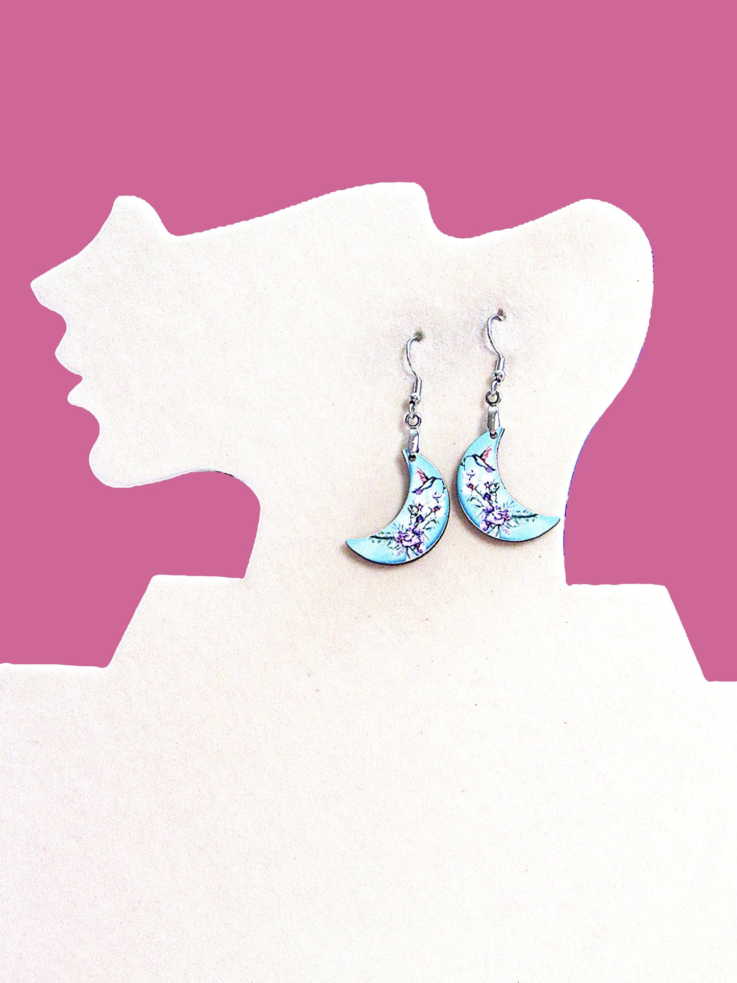 Moon Shaped Sublimated Earrings 1 inch