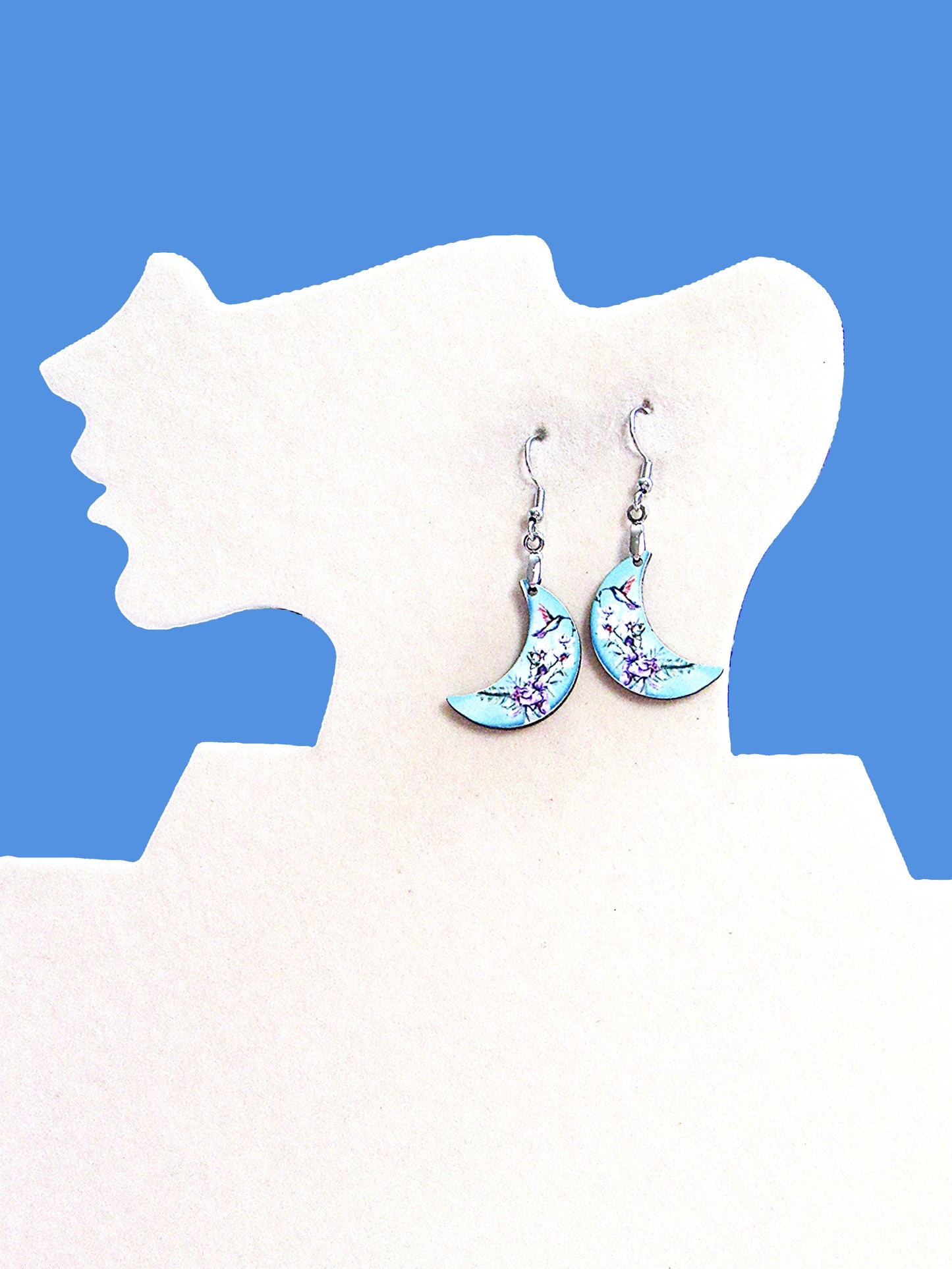 Moon Shaped Sublimated Earrings 1 inch