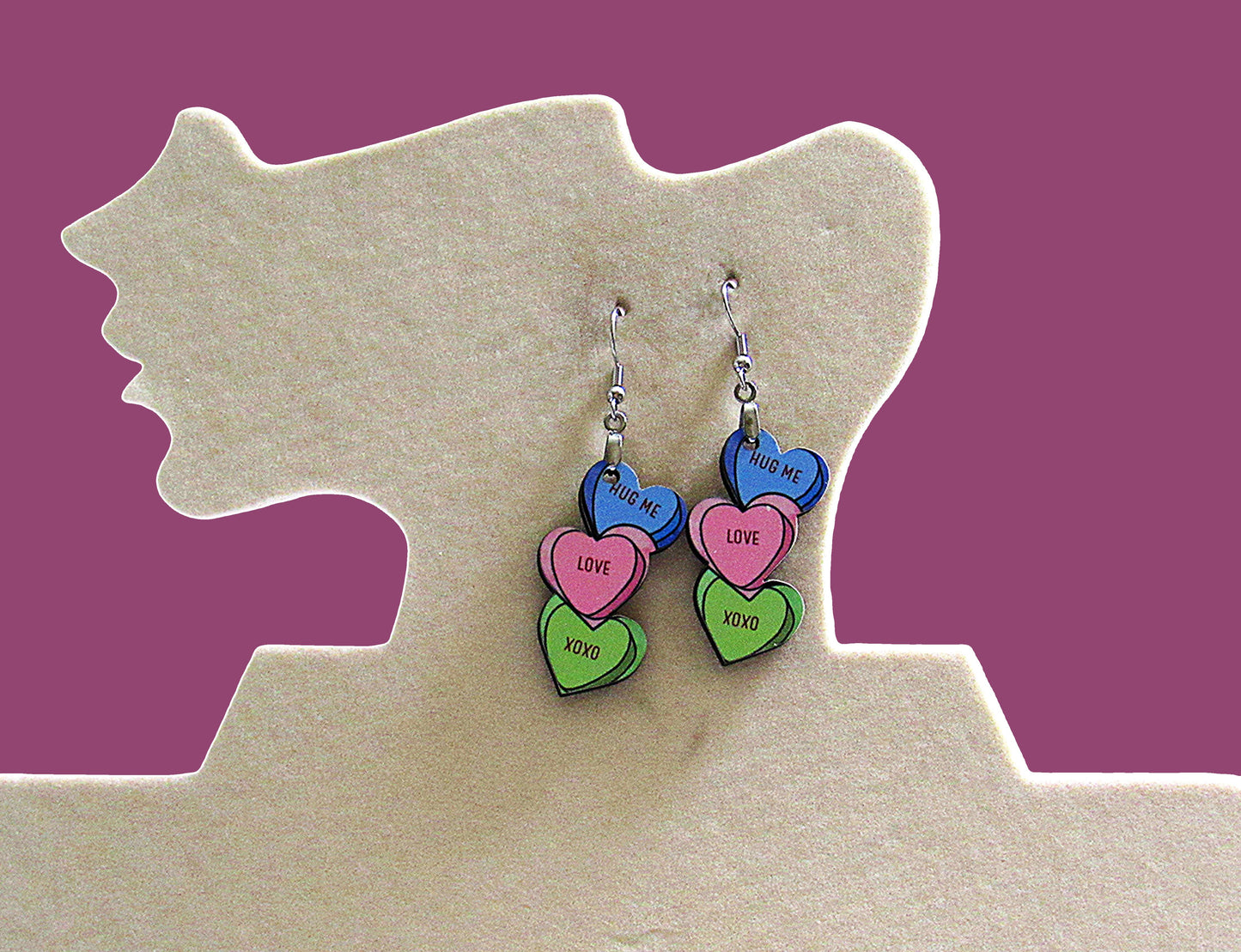 Triple Heart Shaped Sublimated Earrings