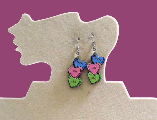 Triple Heart Shaped Sublimated Earrings