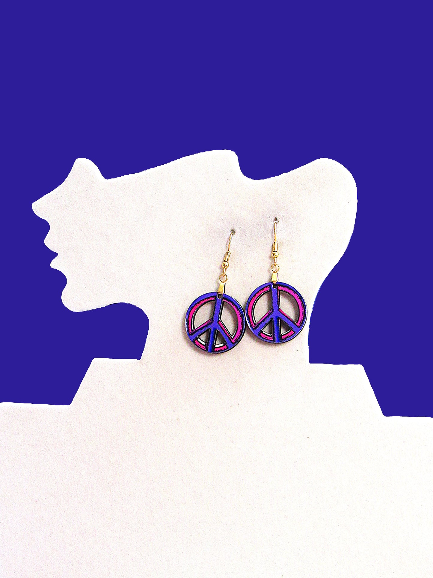 Peace Sign Shaped Sublimated Earrings 1 inch