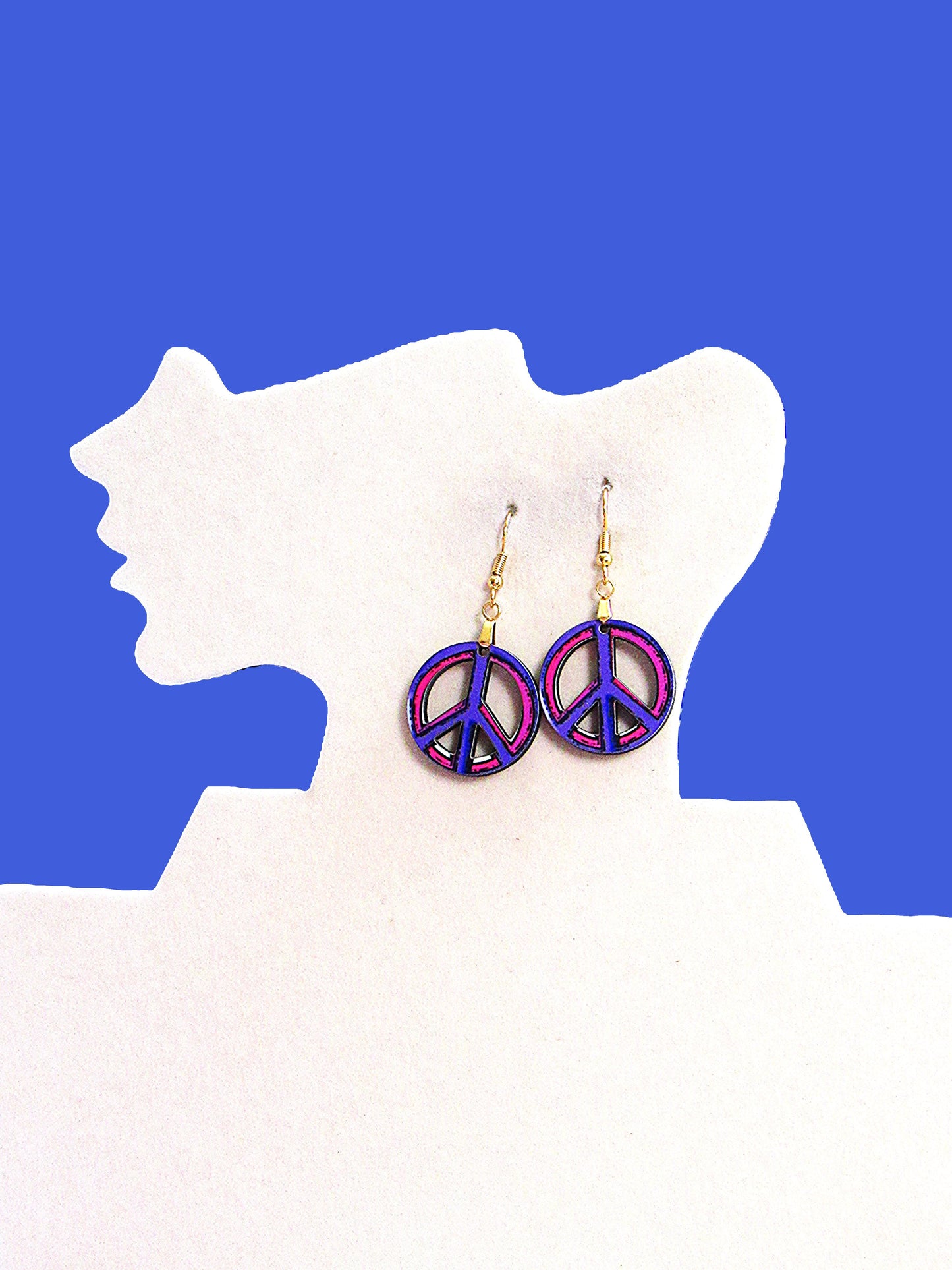 Peace Sign Shaped Sublimated Earrings 1 inch