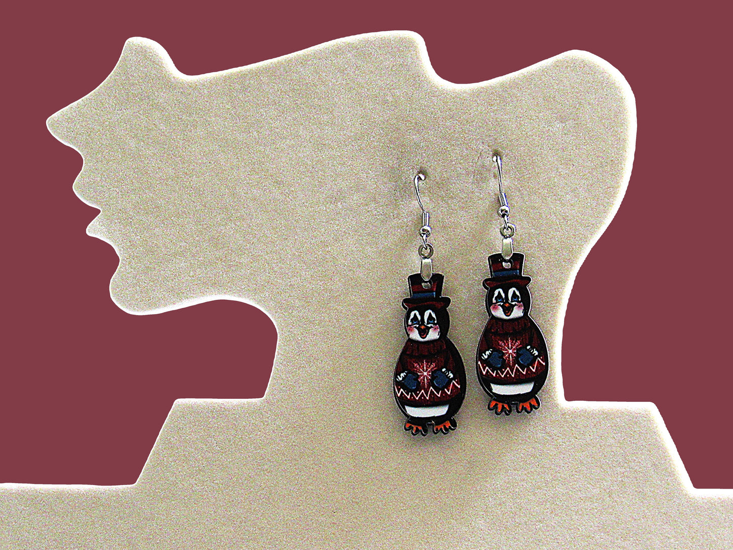 Penguin Shaped Sublimated Earrings