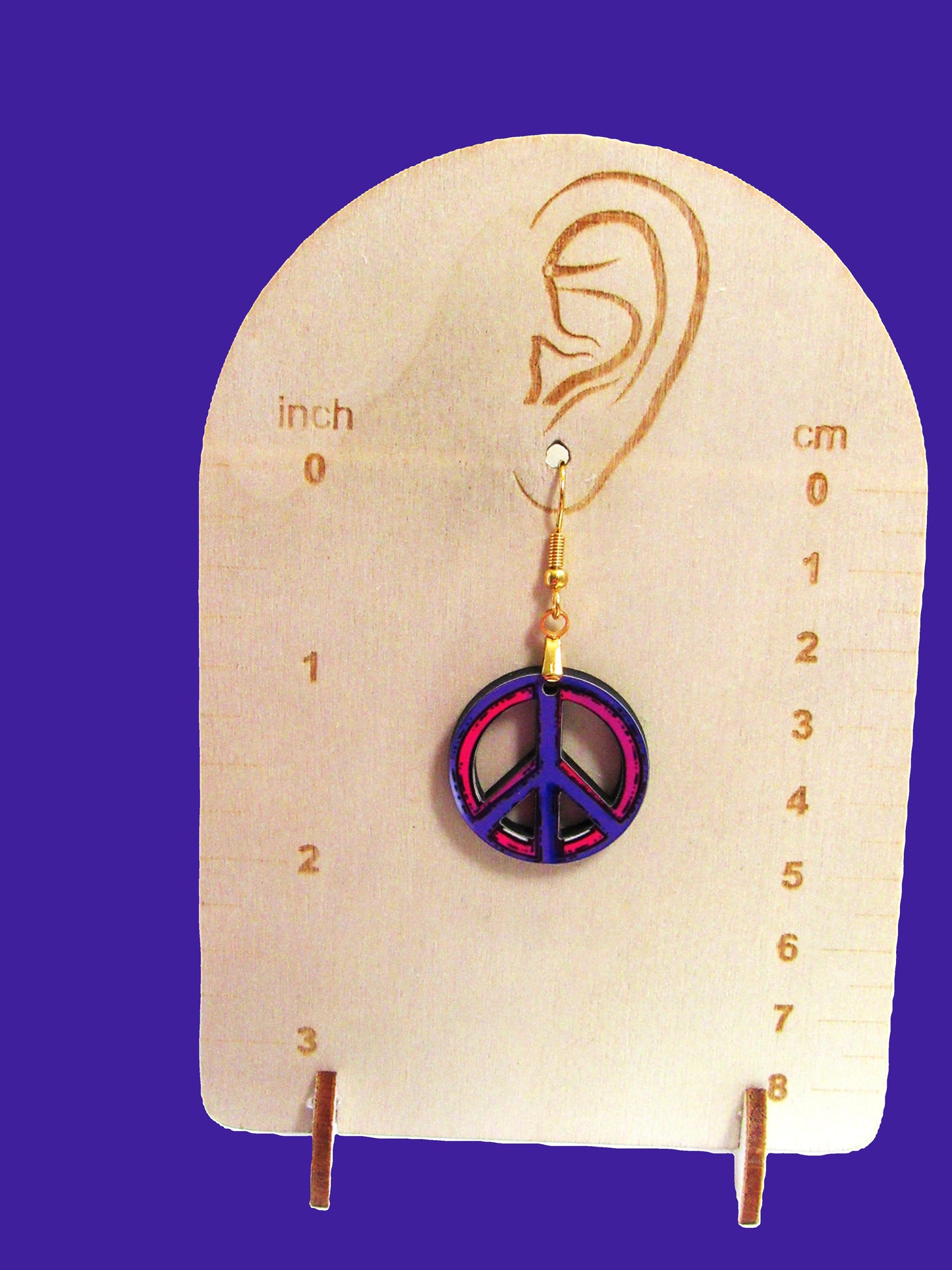 Peace Sign Shaped Sublimated Earrings 1 inch