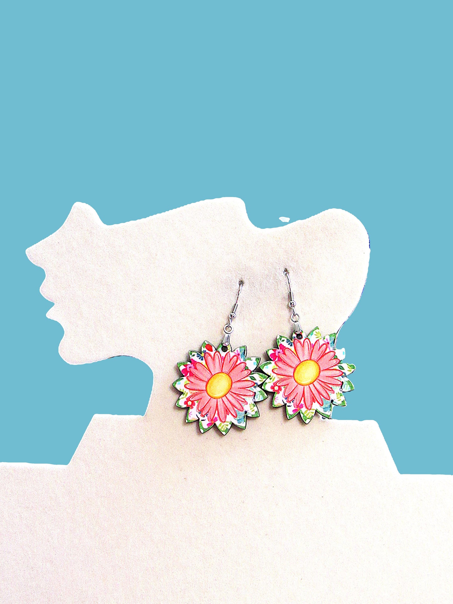 Sunflower Shaped Sublimated Earrings